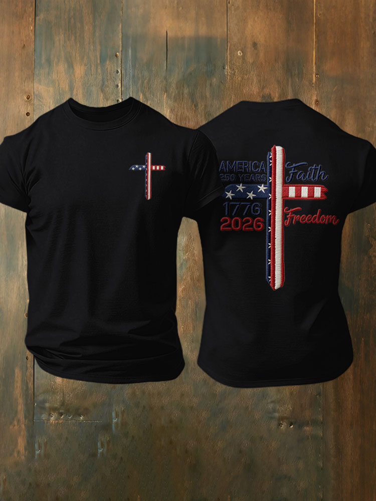 Men's American Flag Commemorative 250th Anniversary Classic Pattern Short Sleeve T-shirt