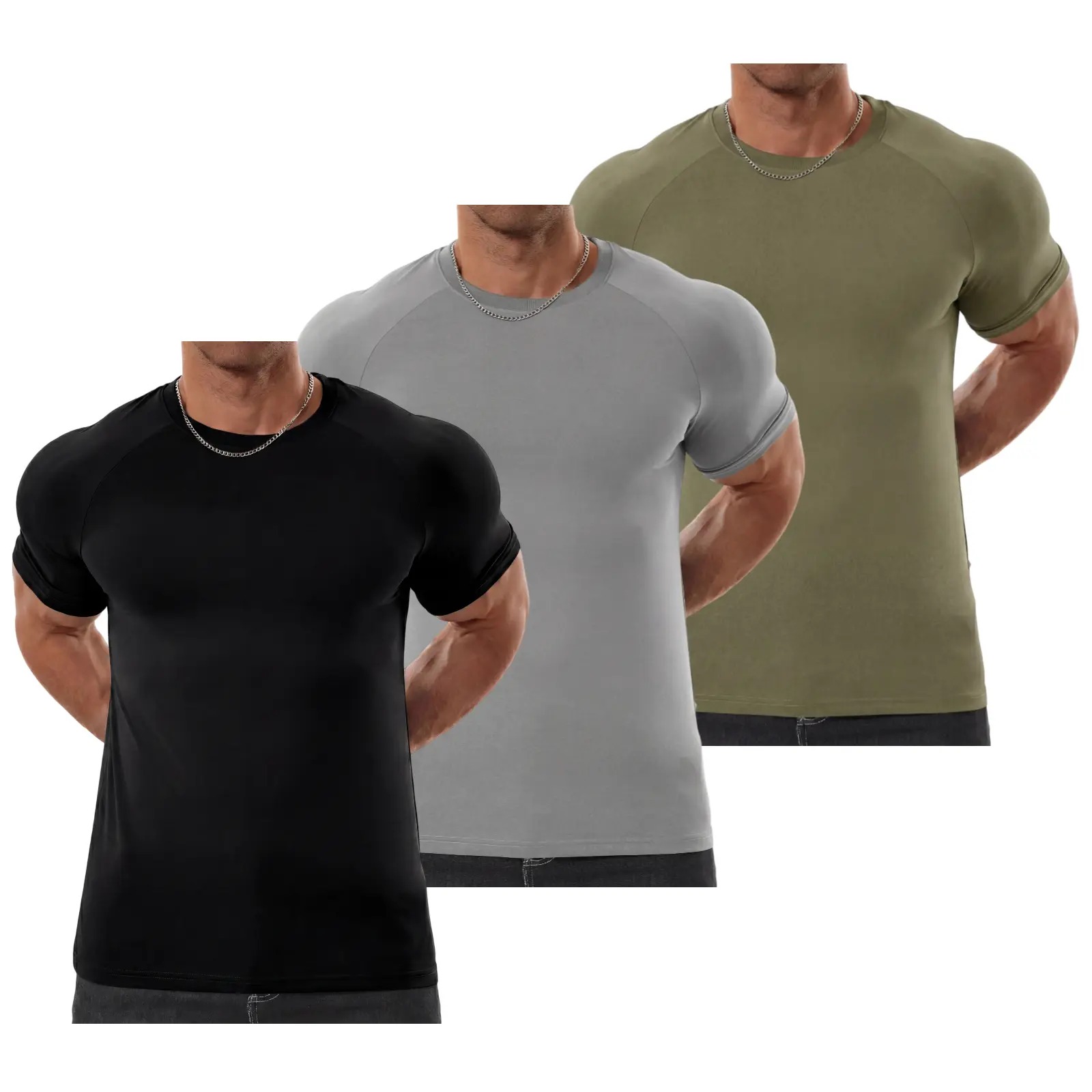 🔥LAST DAY SALE 90% OFF💕Men's Raglan Sleeve Crew Neck Tee – Athletic Tapered Fit Wrinkle-Resistant Gym T-Shirt