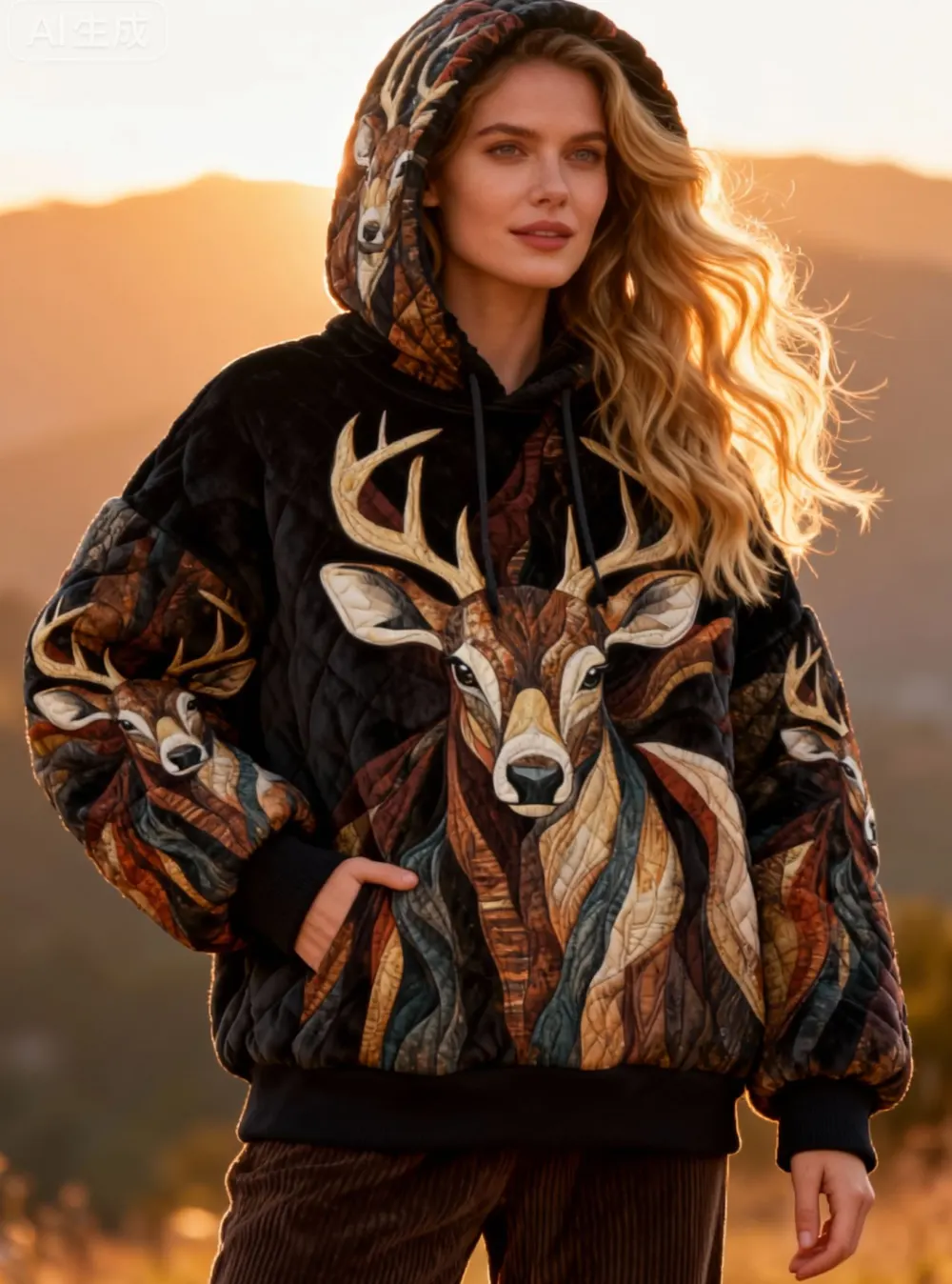 3 PCS $17.97 Women's Artistic Animals Line Knit Hooded Sweater