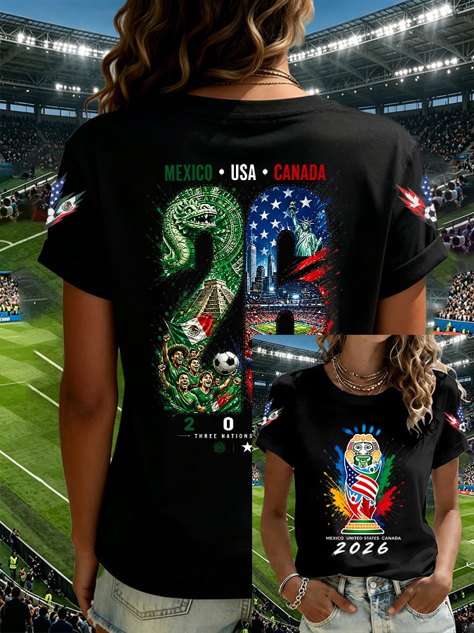 Women's Football Lovers Print V Neck T-shirt