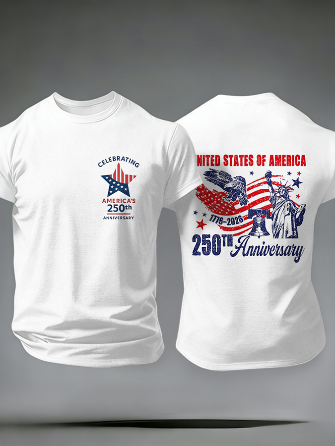 Men'S Casual American Founding Celebration Personalized Printed Round Neck T-Shirt