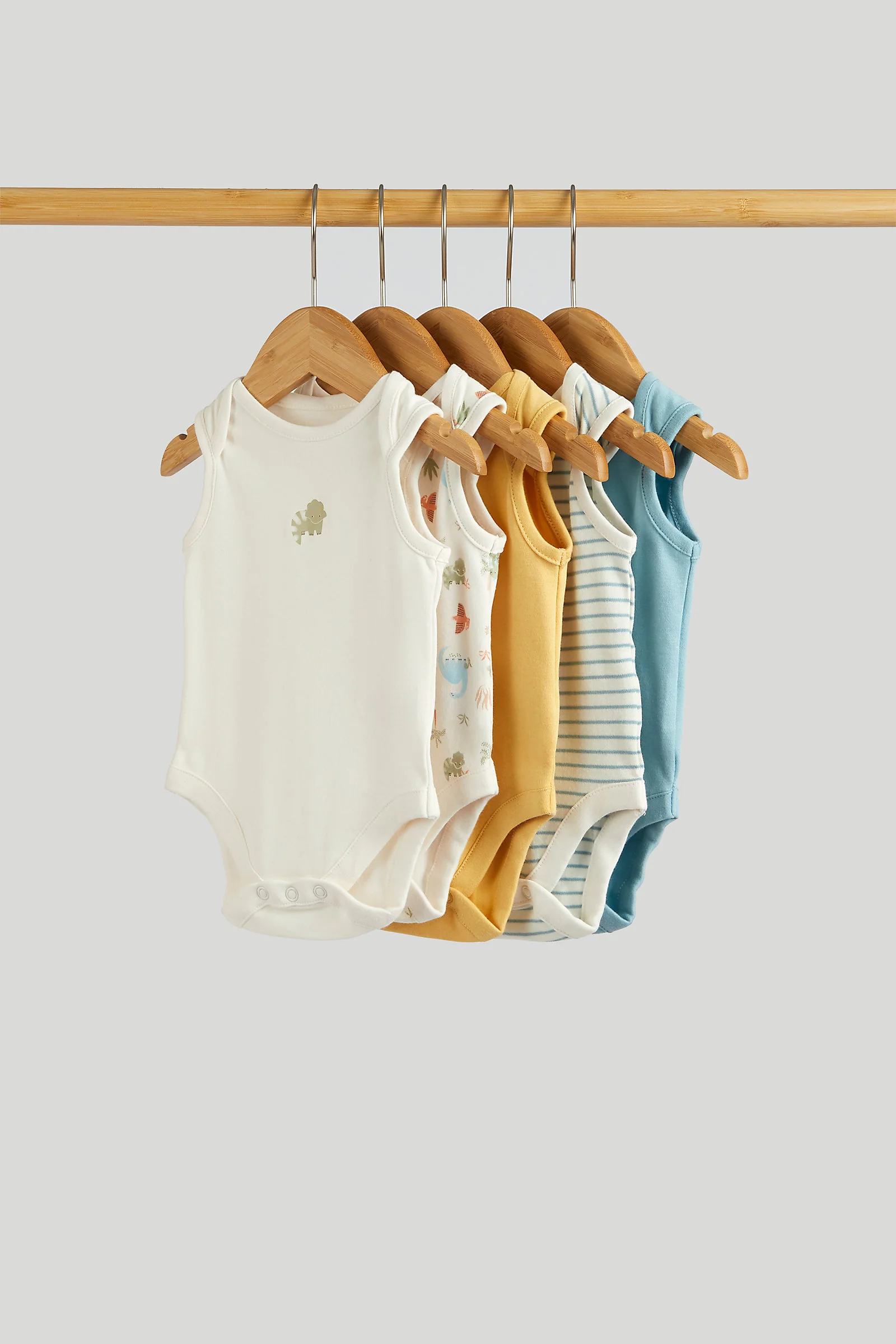 Dinosaur Sleeveless Bodysuits - 5 Pack