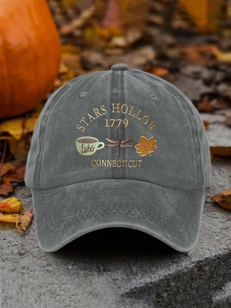 🔥HOT SALE🔥Retro Fall Stars Hollow 1779 Connecticut Luke’s Coffee Cup Dragonfly Maple Leaf Print Baseball Cap