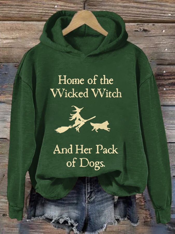 Retro Home Of The Wicked Witch And Her Pack Of Dogs Print Sweatshirt