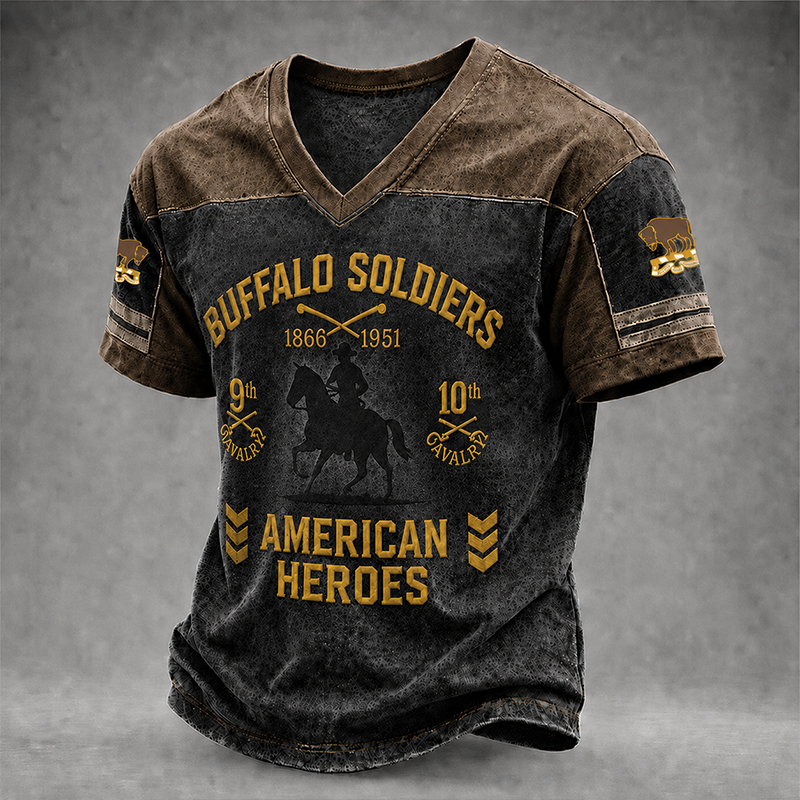 Men's Buffalo Soldier Summer V-Neck T-Shirt