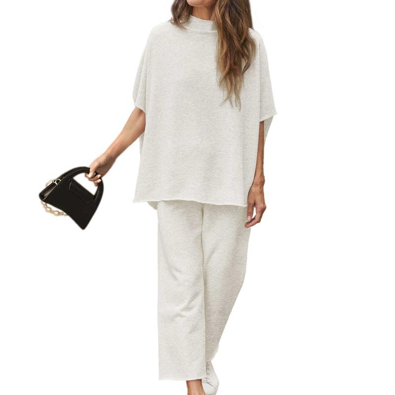 Women's Batwing Sleeve Capelet & Wide Leg Pants Lounge Set