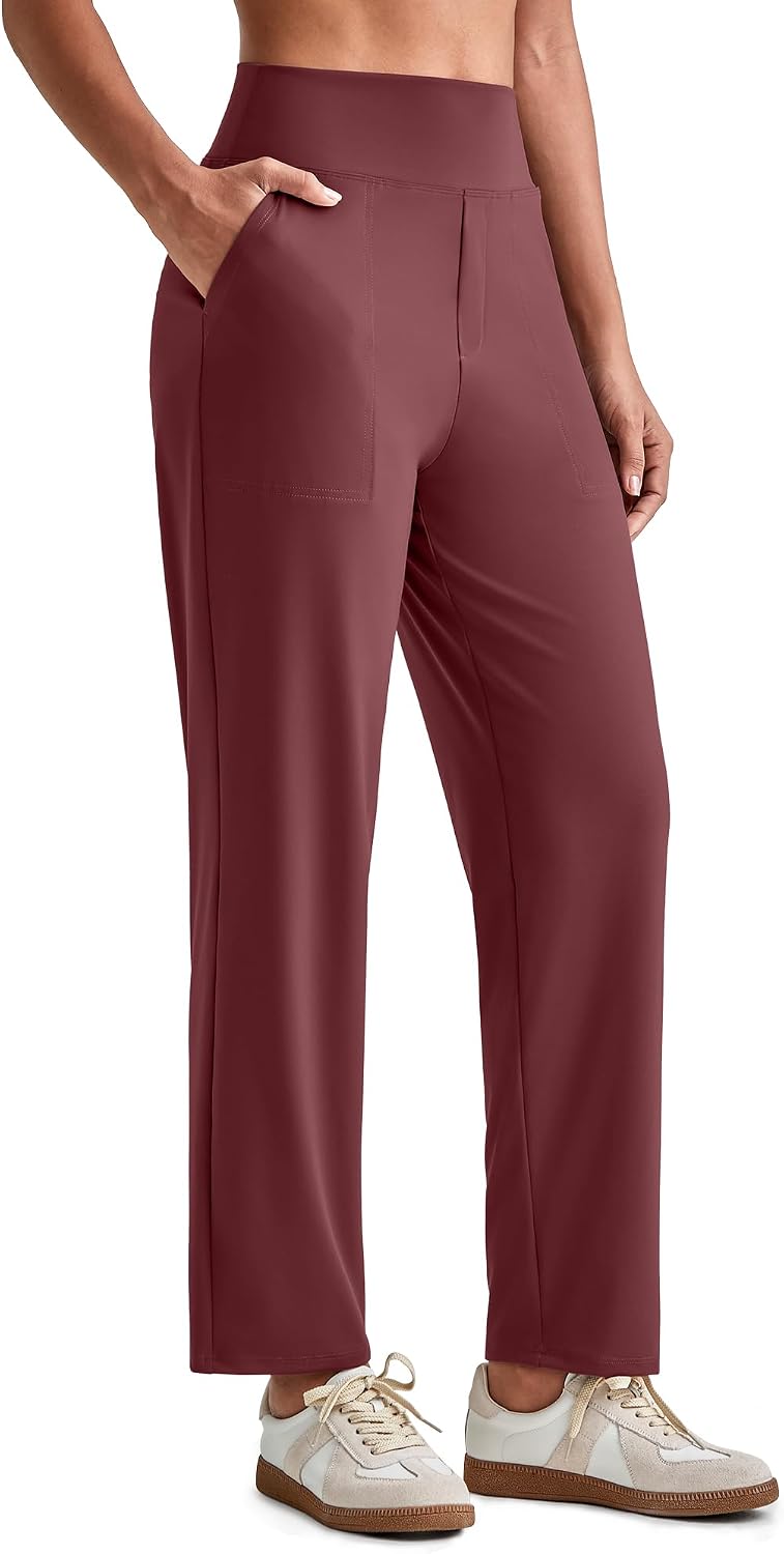 Womens Ankle Dress Yoga Pants with Pockets Stretchy Business Casual Slacks Work Trousers Travel Pant
