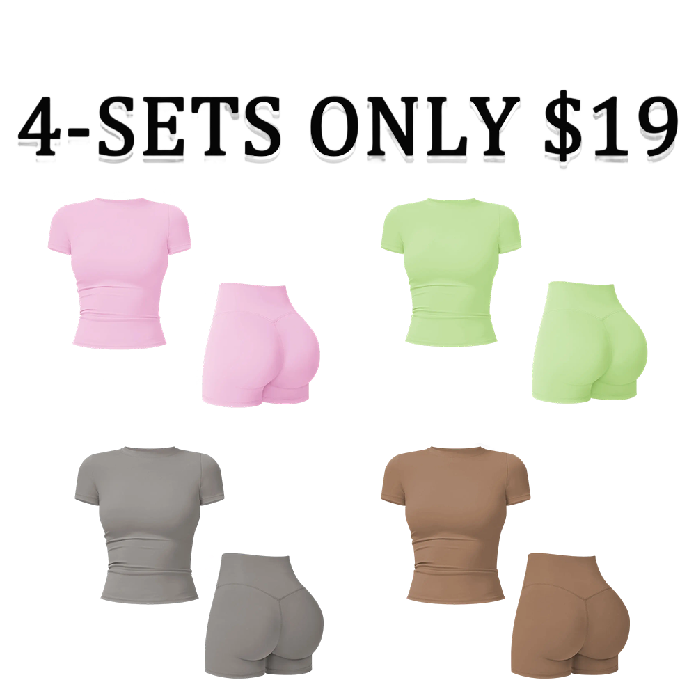 2-Piece Boat Neck Open-Back Workout Athletic Women’s Backless Tank Top Set