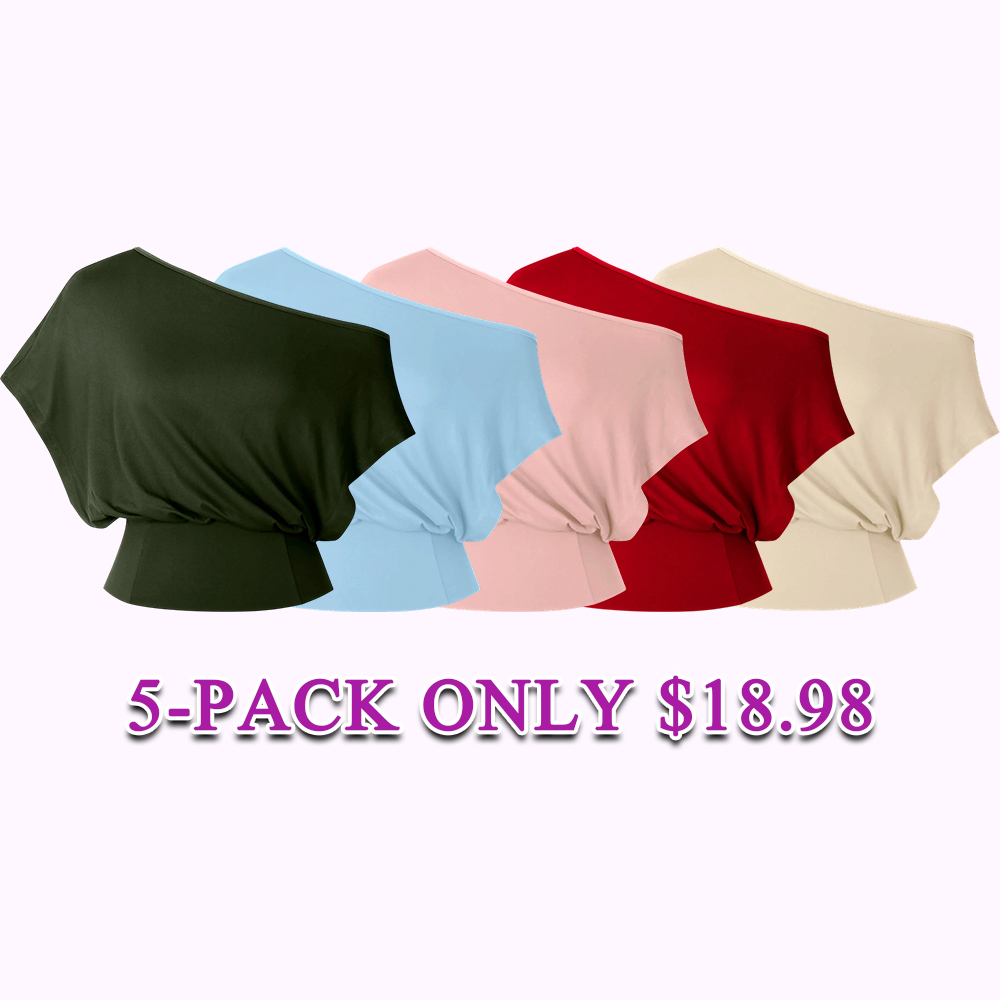 This Week's Special Price✨Women's One Shoulder Y2K Crop Top - Soft Stretchy Slim Fit Short Sleeve Casual Going Out Tee💥
