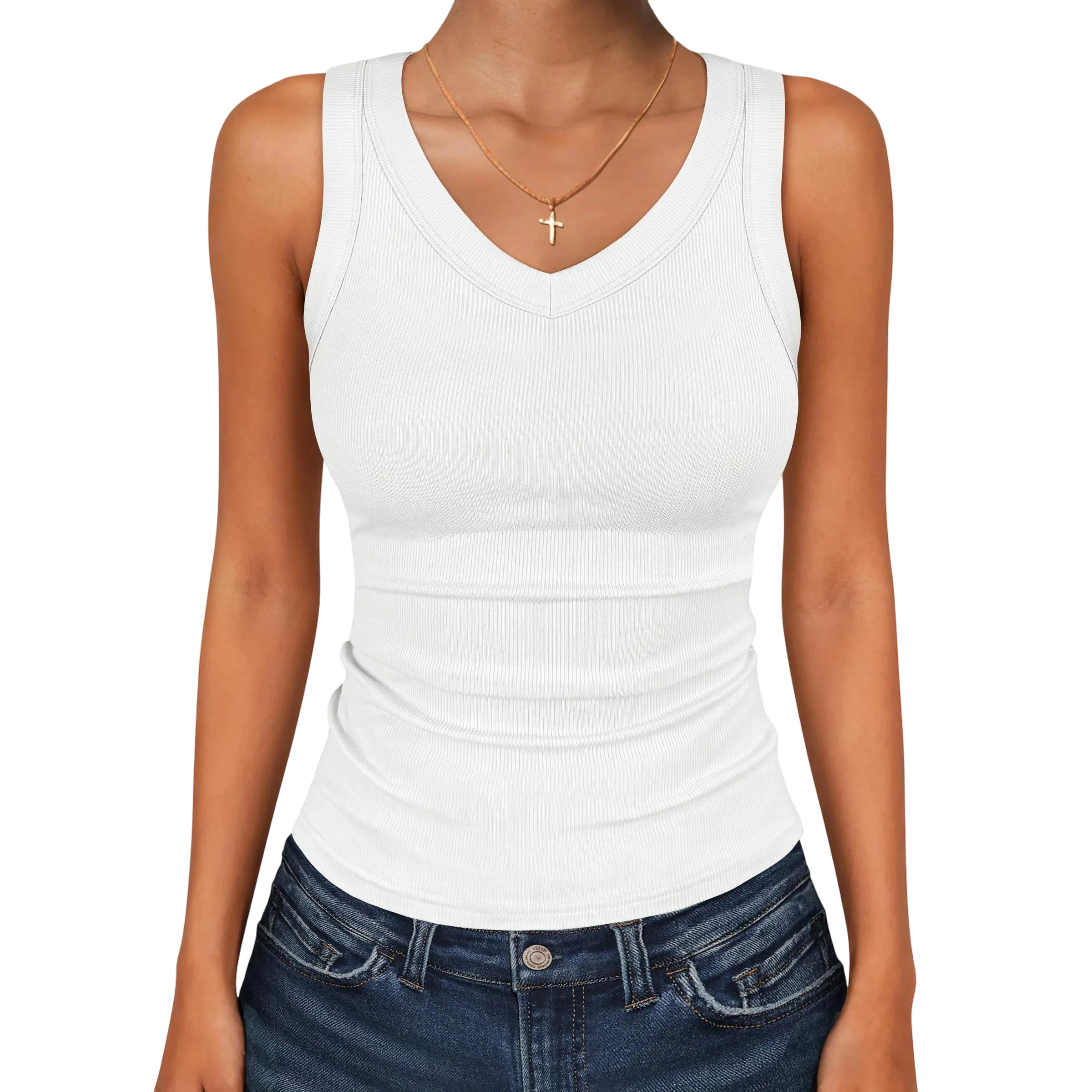 Tank Tops for Women V Neck Ribbed Knit Slim Fitted Sleeveless Tee – 2026 Summer Casual Basic Tanks