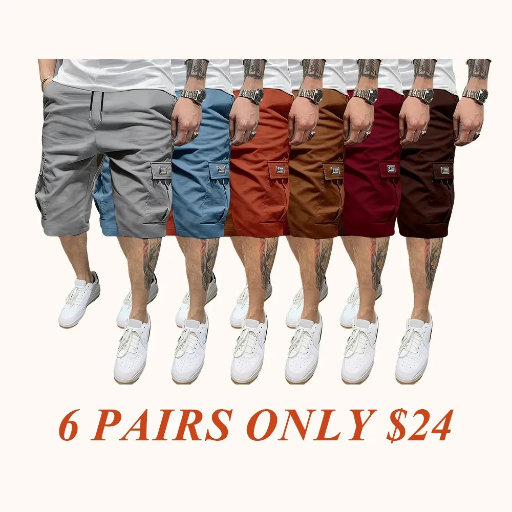 Men's Multi-Pocket Cargo Shorts Casual Streetwear Set
