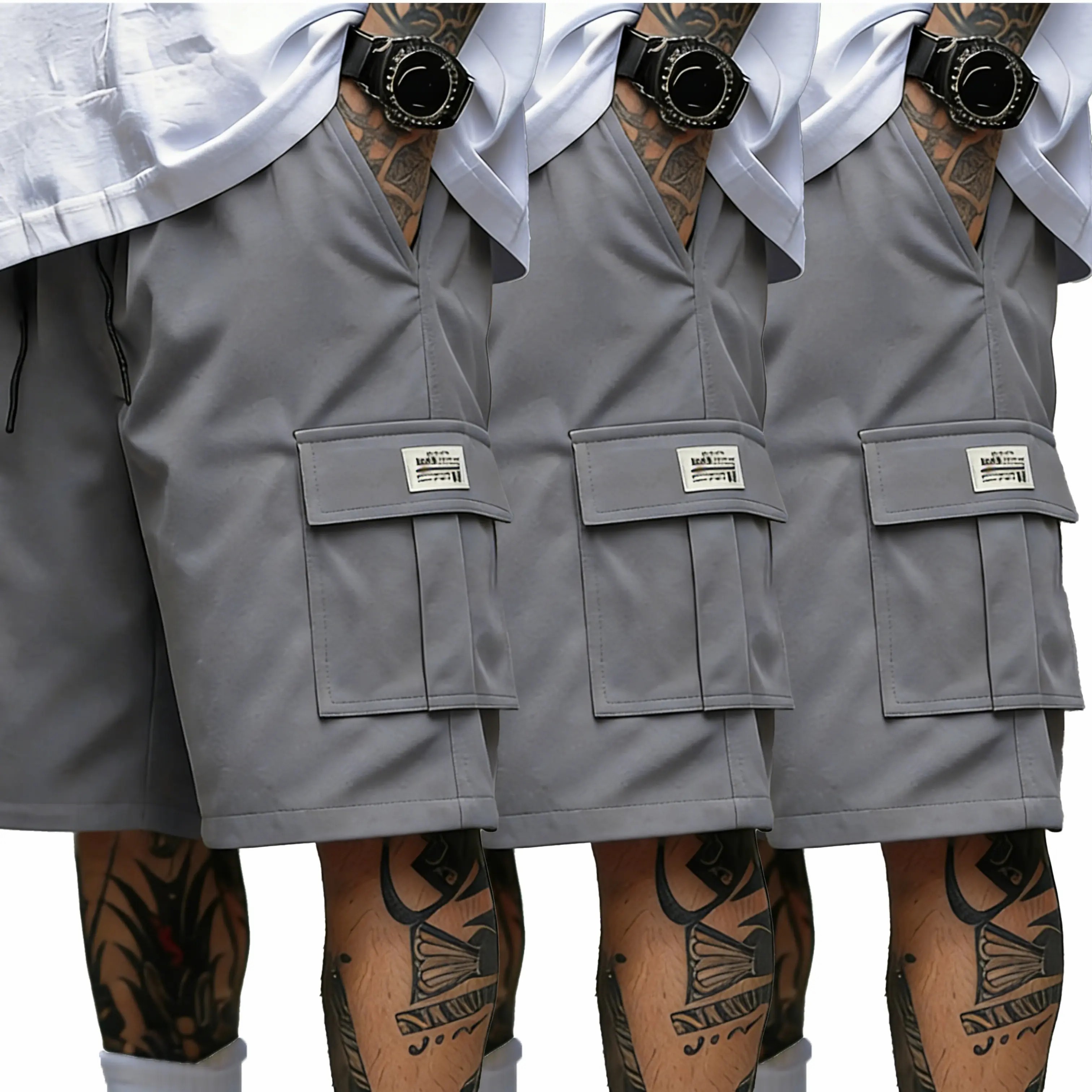 Men’s 6-Pack Cargo Shorts – Lightweight Work & Gym Shorts with Pockets, Adjustable Waist, Durable Polyester