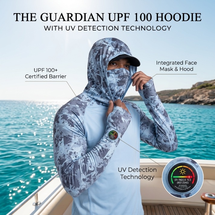 Men’s UPF 100 Sun Protection Hoodie with UV Detection