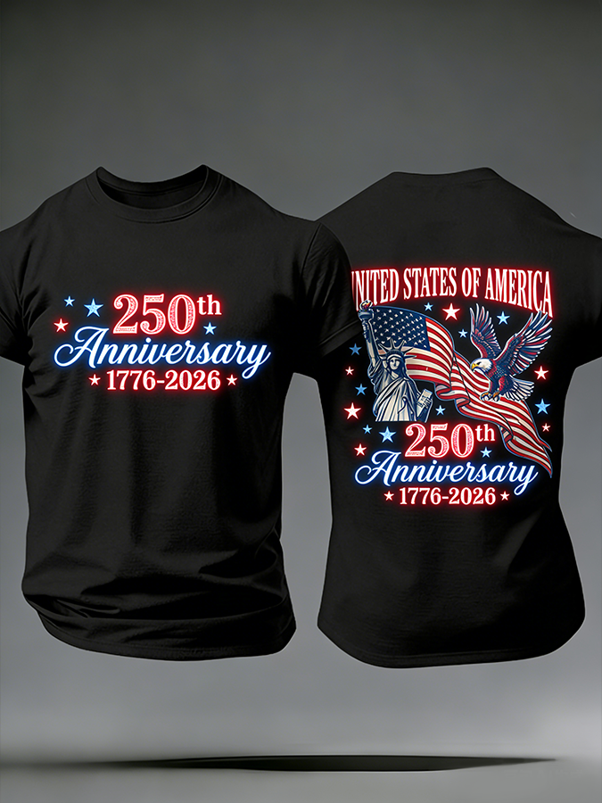 Men'S Casual American Founding Celebration Personalized Printed Round Neck T-Shirt