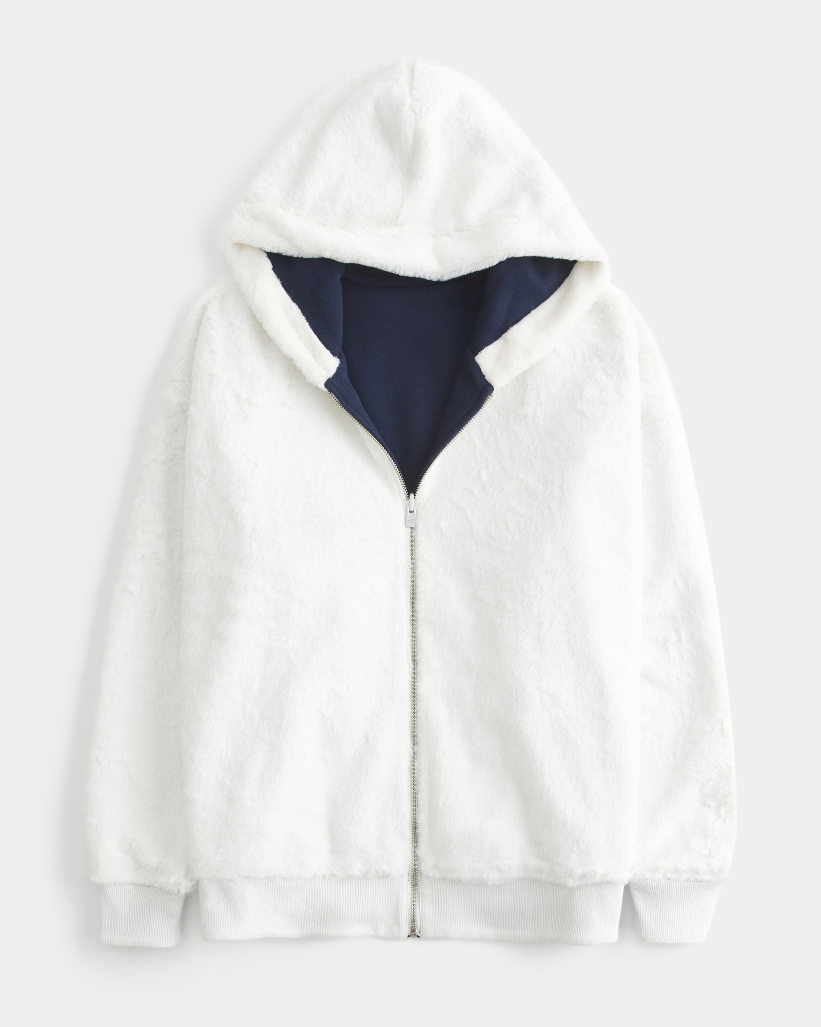 Reversible Faux Fur-Lined Fleece Zip-Up Hoodie