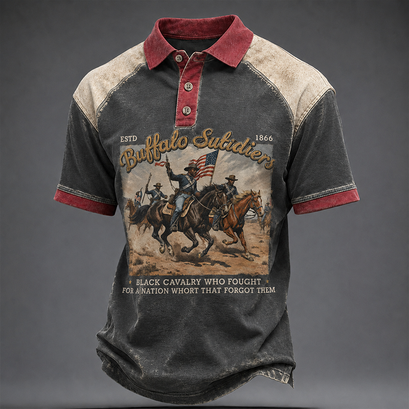 Men's Buffalo Soldier Summer Short-Sleeve Polo Shirt