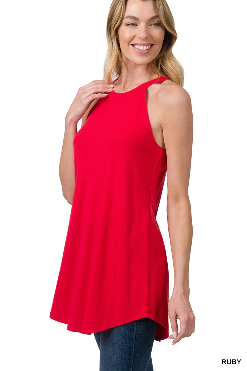 Full Size Sunny Vibes Halter Neck Tank Top
