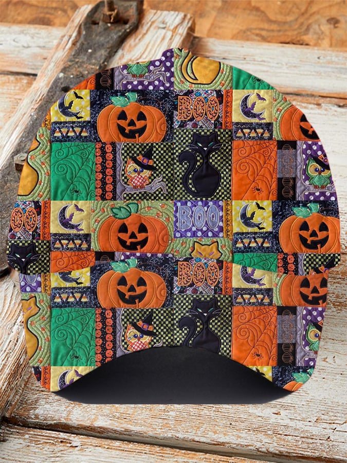 Halloween Pumpkin Black Cat Baseball Cap