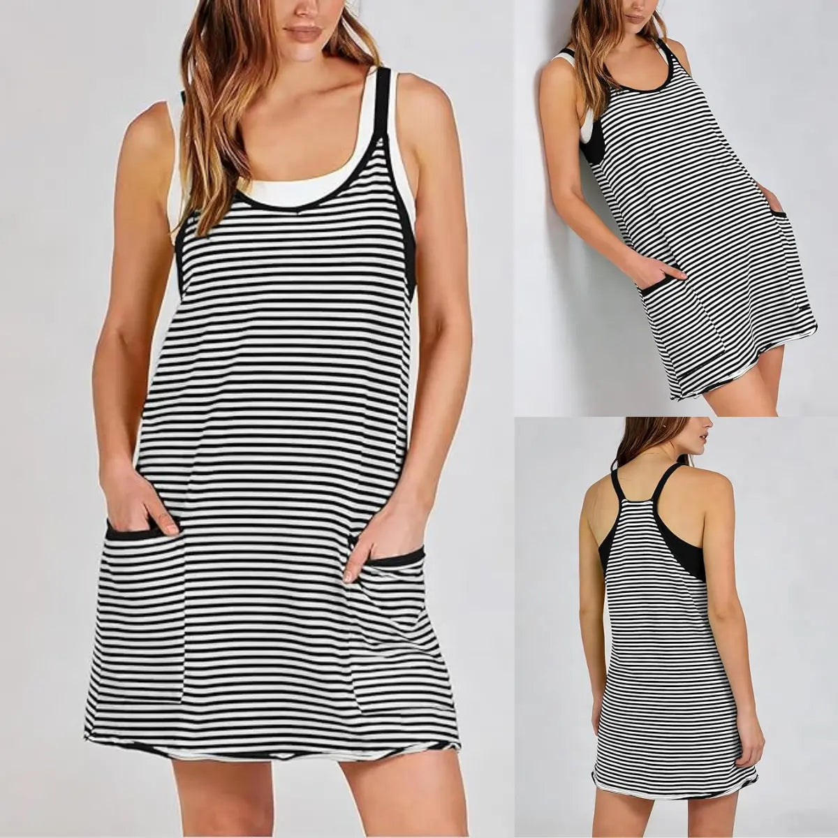 Women's Summer Sleeveless Mini Dress Athletic Strap