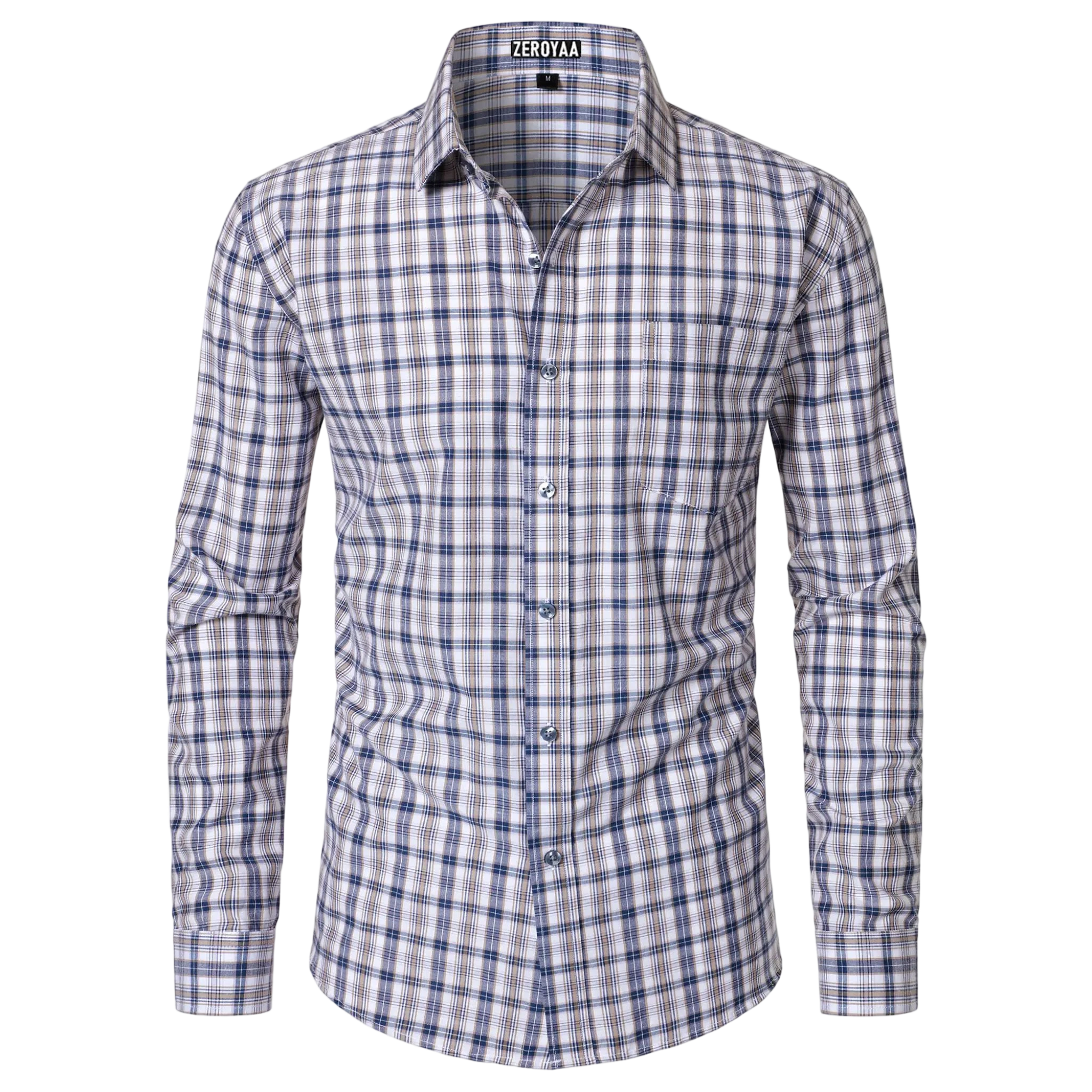 Men's Plaid Long Sleeve Dress Shirt Formal Gingham Slim Fit Button Down Shirts with Lightweight Casual Classic Birthday Fashion