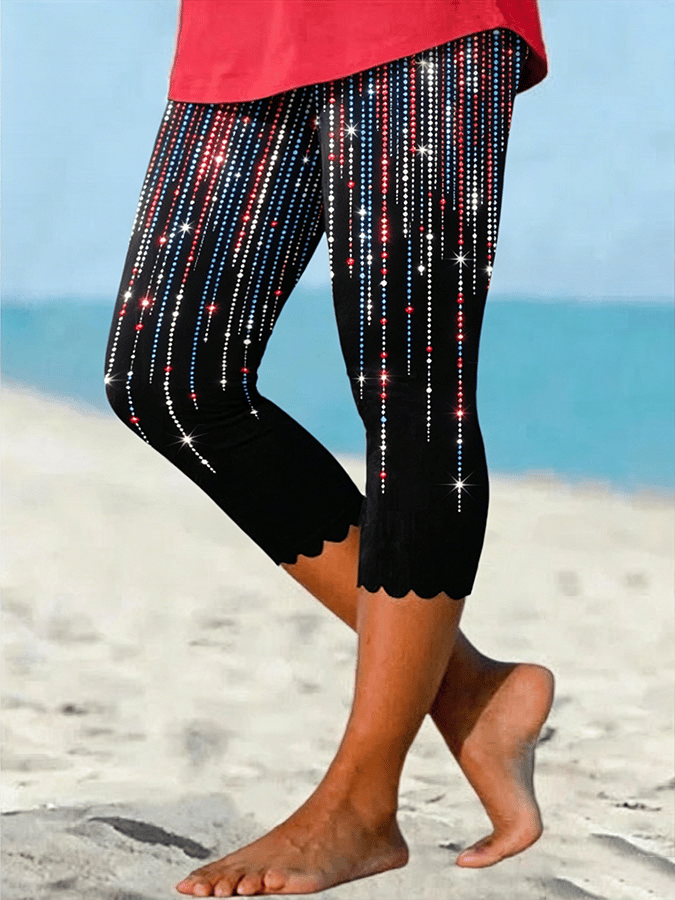 Women's Retro American Flag Print Leggings