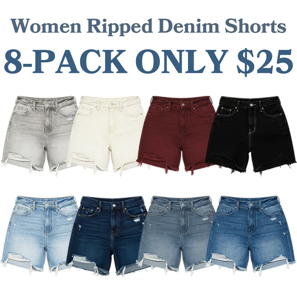 Women Ripped Denim Shorts
