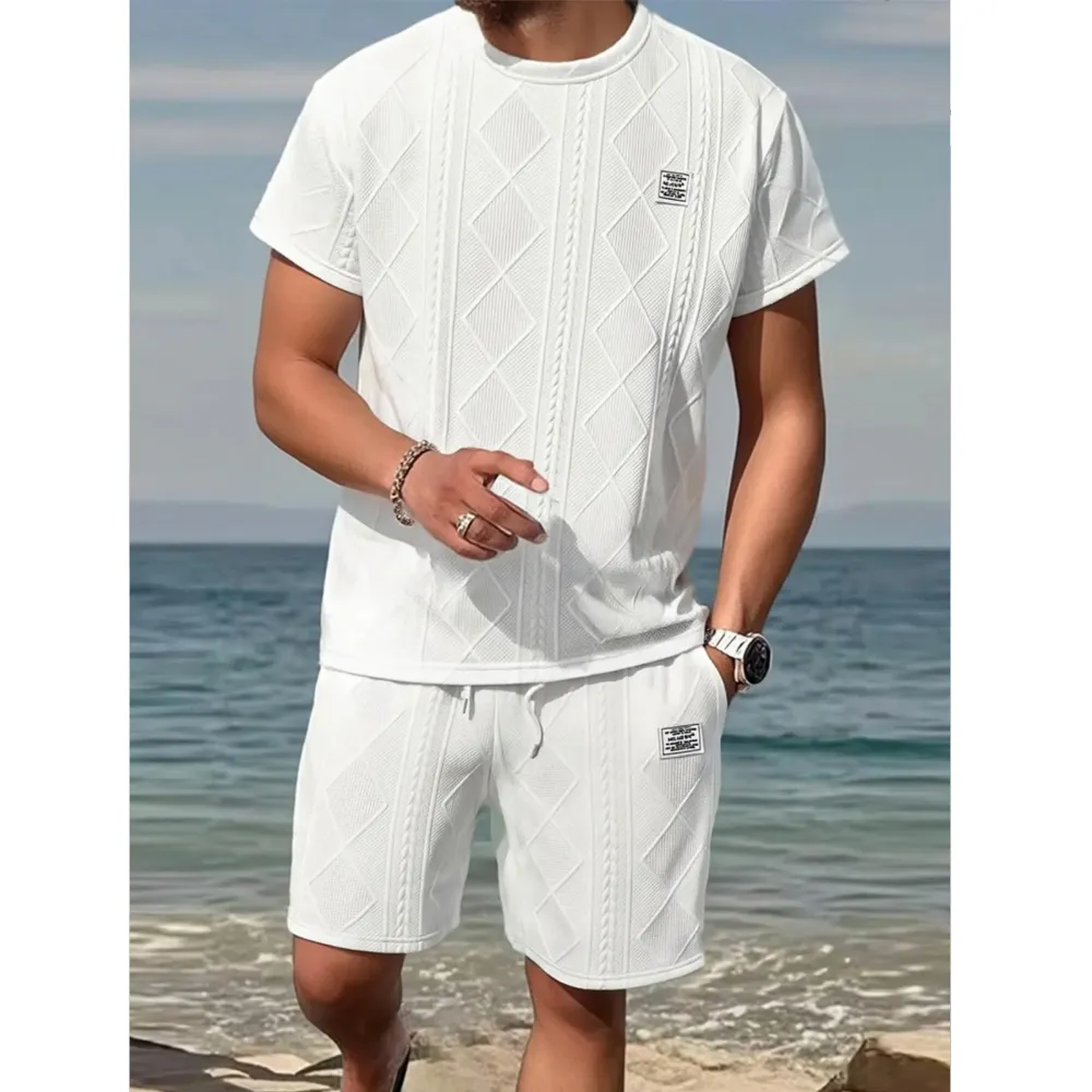 Men's Casual Sports Suit 2-Piece texture Set