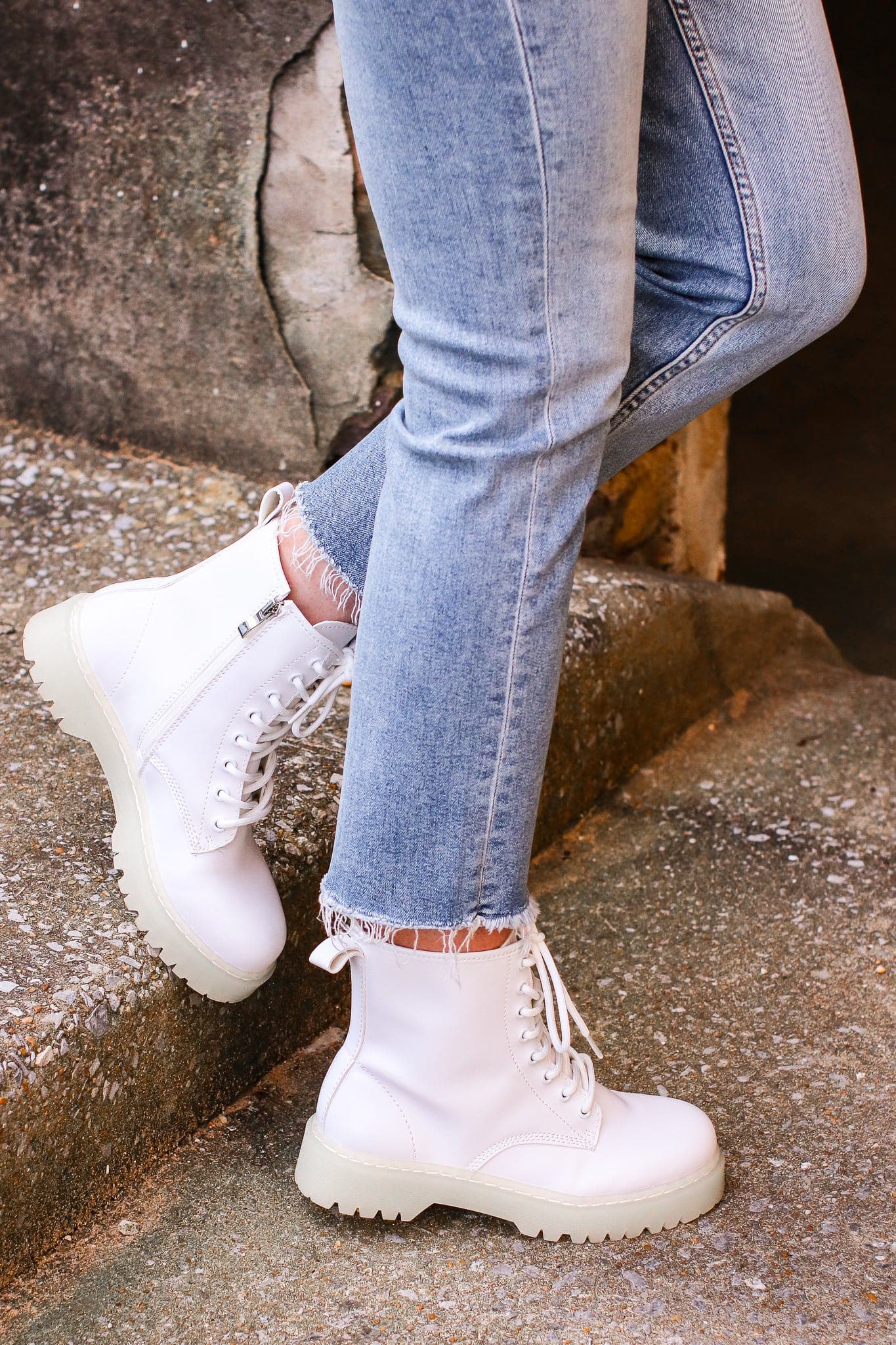 Faux Leather Combat Boots