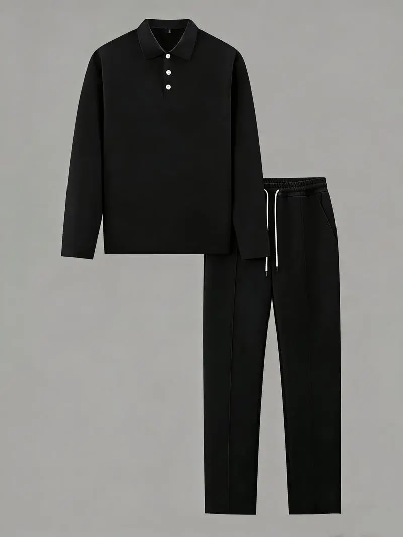 2-piece men's luxury retro suit set - Four season long sleeved jacket and pants with chest pocket