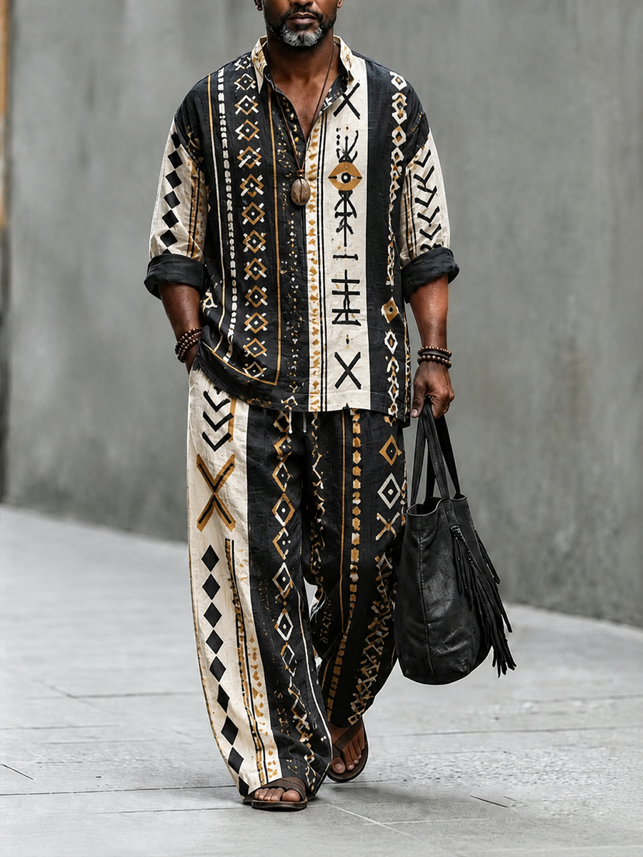 Men's Ancient Pharaoh Style Totem Casual Set