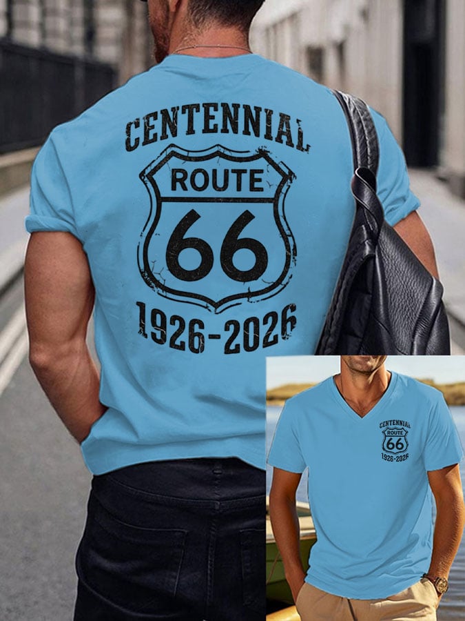 Men's 66 100th Anniversary Print Round Neck T-shirt