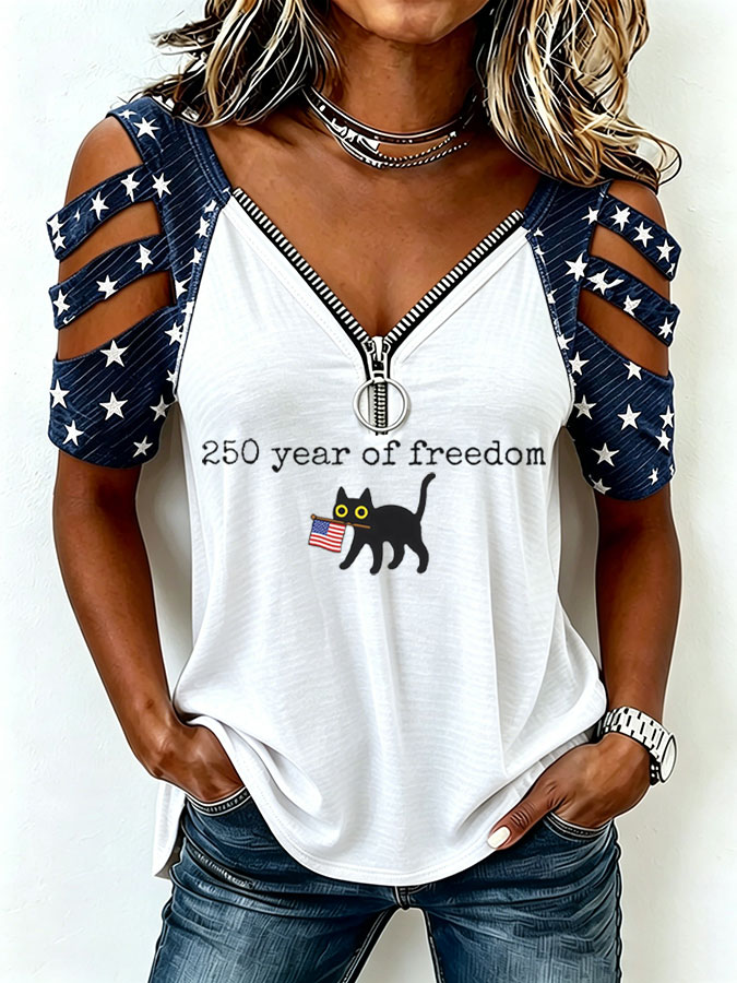 Women's America Flag Print Casual Top