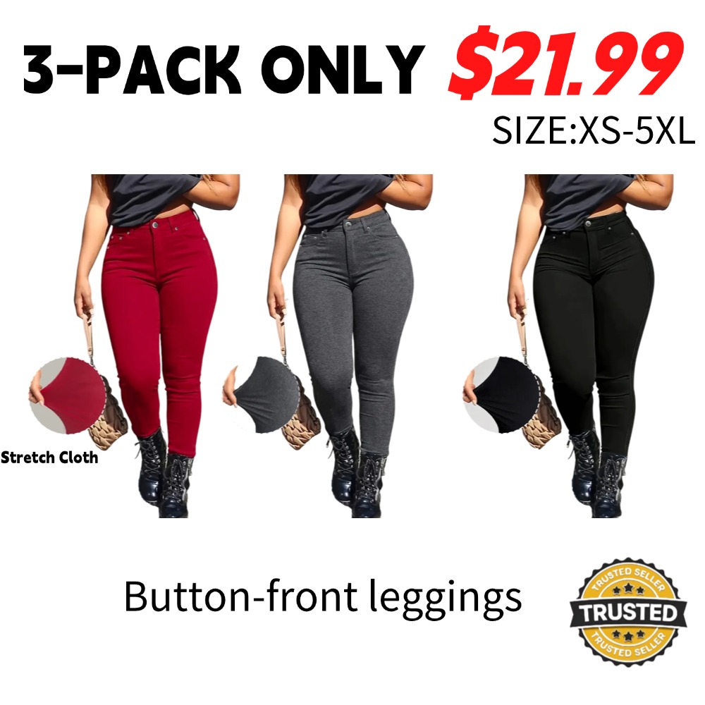 Women's Button-Fly Fitted Trousers (with Pockets) – Casual Slim-Fit