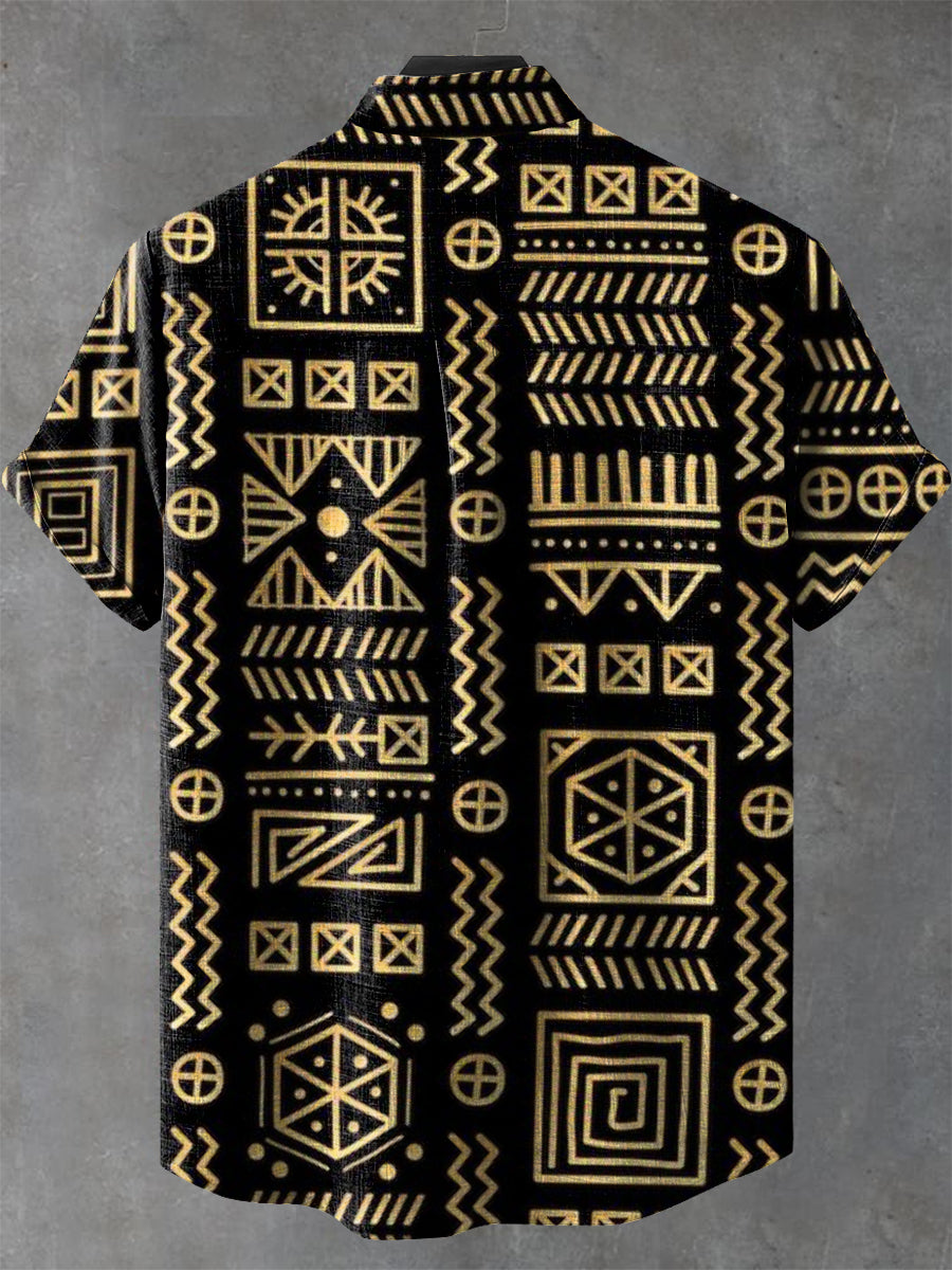 Africa Tribal Geometric Art Print Casual 100% Cotton Shirt