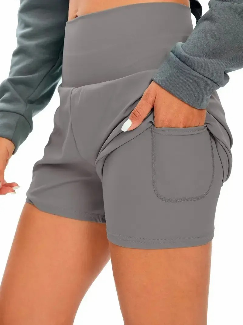 💝Last day promotion-⏰[2-in-1 Anti-Exposure Sports Shorts] Women's 2-in-1 Sports Shorts, Anti-Exposure Running Shorts With Pockets