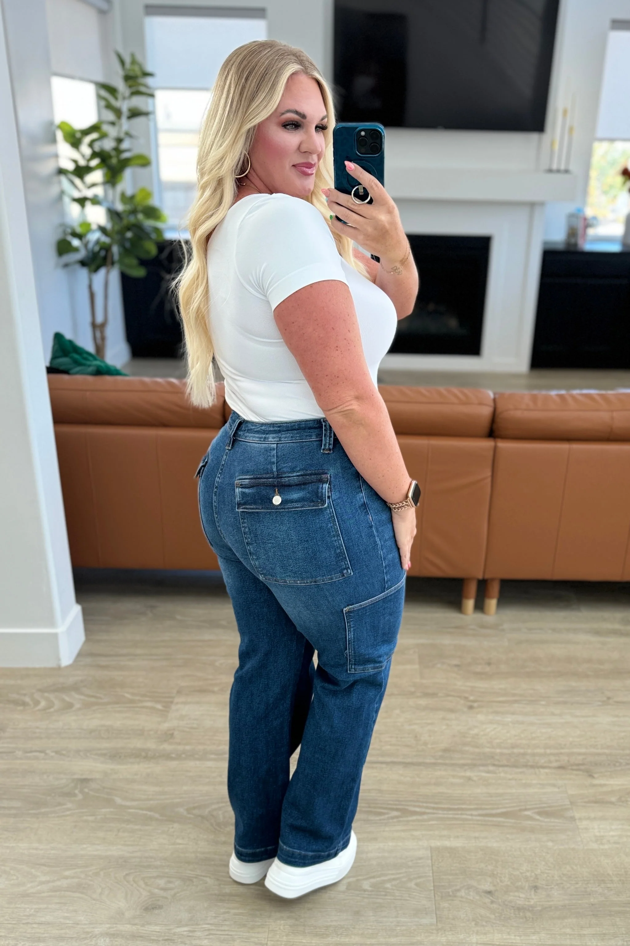 High Rise Cargo Straight Jeans