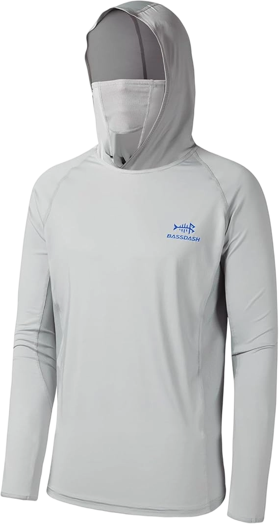 ☀️☀️UPF 50+ Men’s Long Sleeve Fishing Shirt with Mask UV Neck Gaiter Hoodie