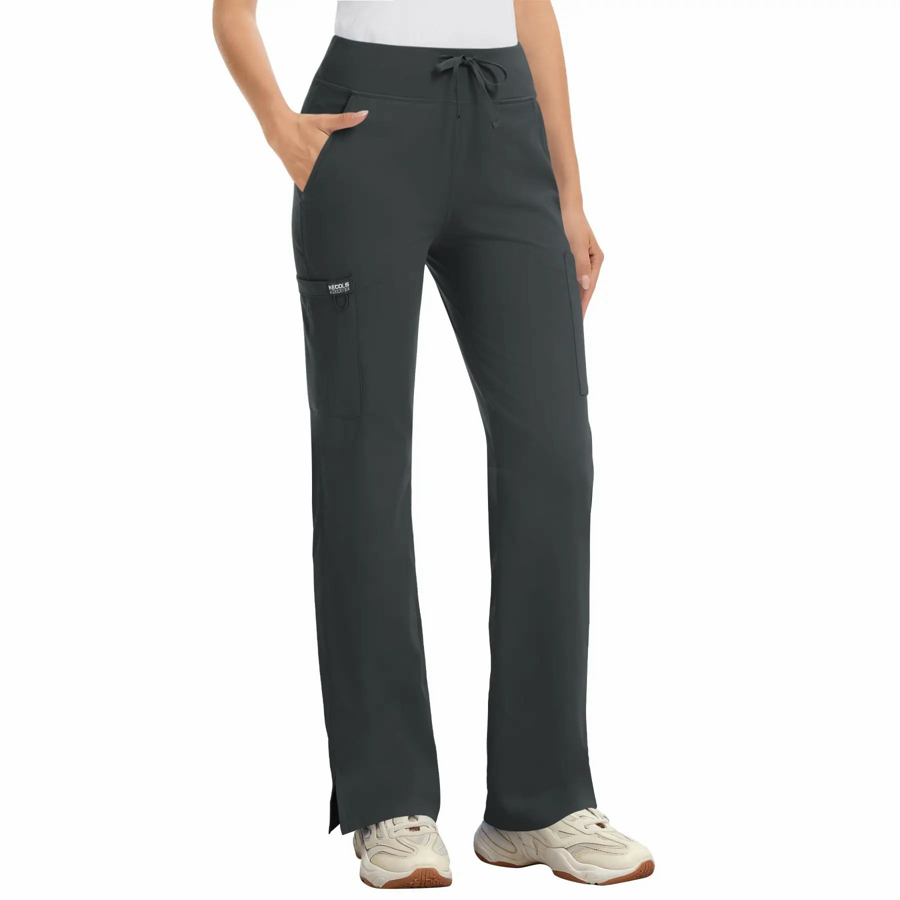 Women's Stretch Scrub Set - V-Neck Top & High Rise Yoga Waist Pants with Pockets