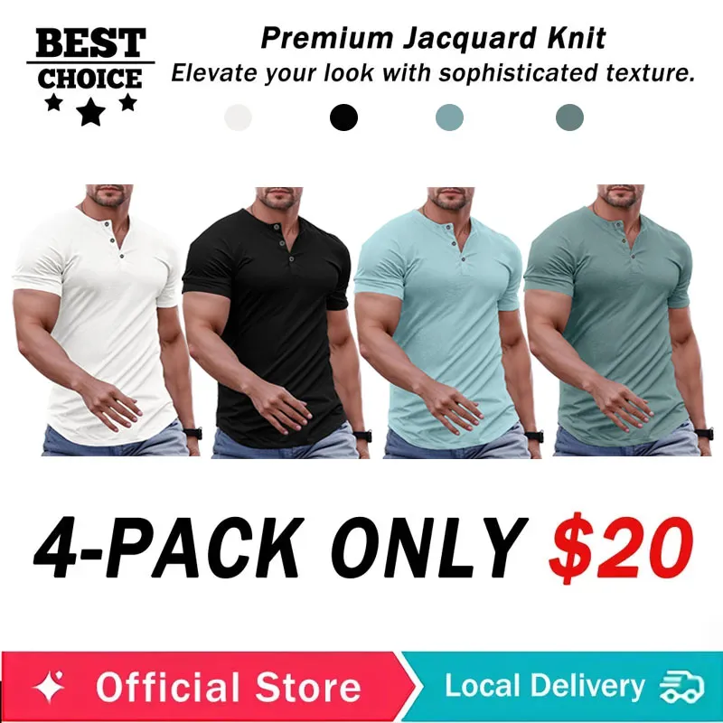 🔥2026 Flash Sale🔥Men's Muscle Slim Fit Button Henley Shirt