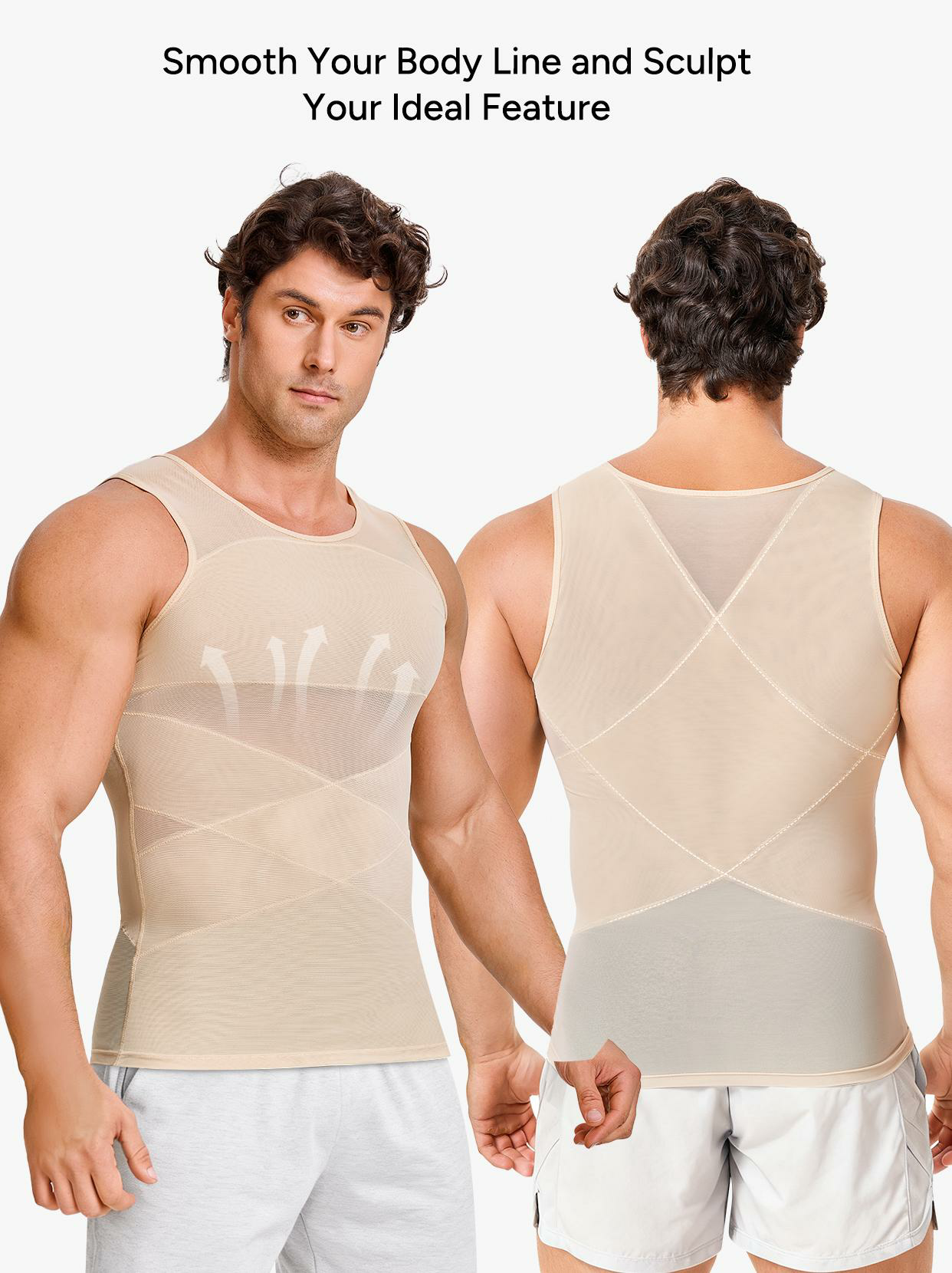 【2 pack】Men's Compression Shirt Shapewear Tanktop Menboobs And Tummy Control Fajas Undershirt