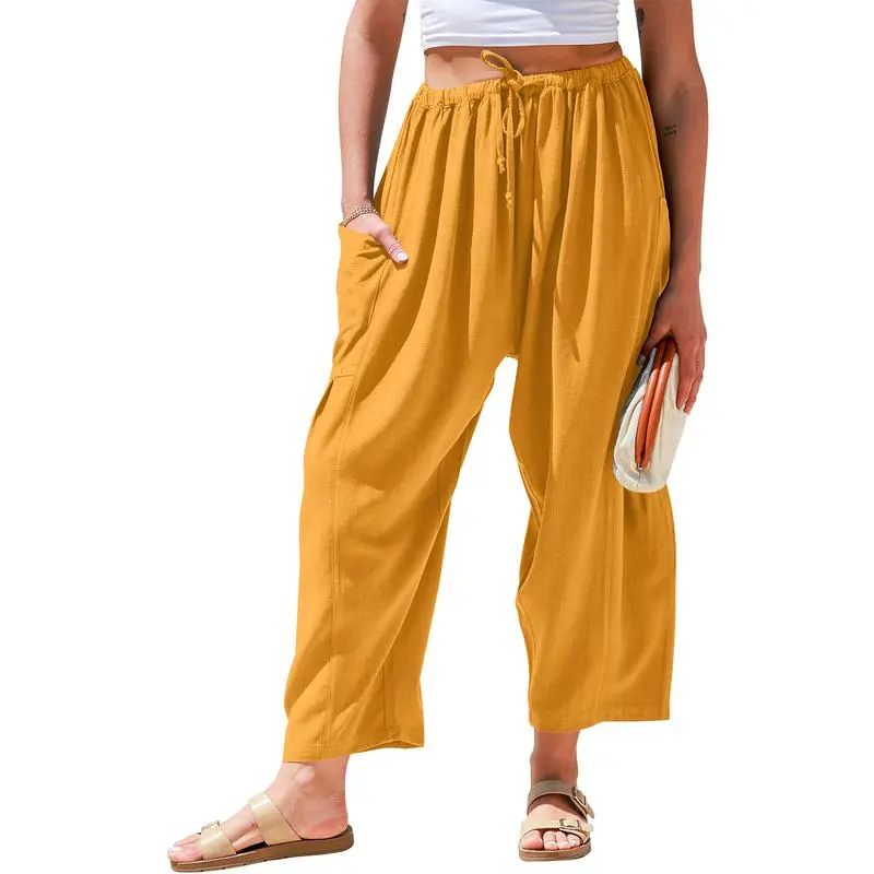 Womens Linen Wide Leg Pants