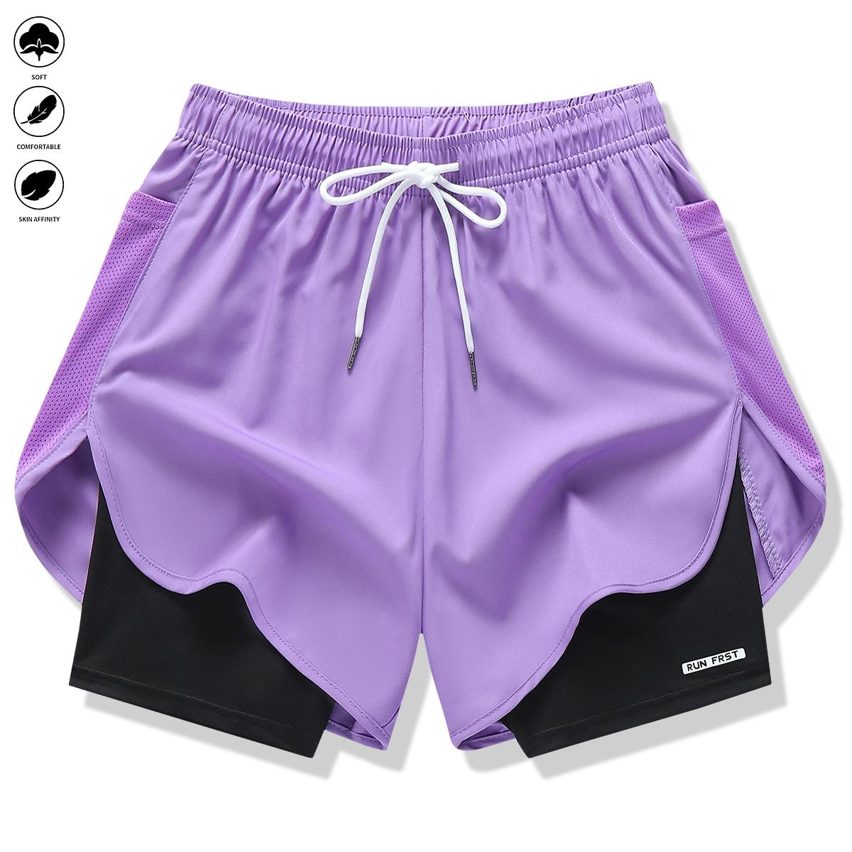 Women's Faux Two-Piece Athletic Shorts