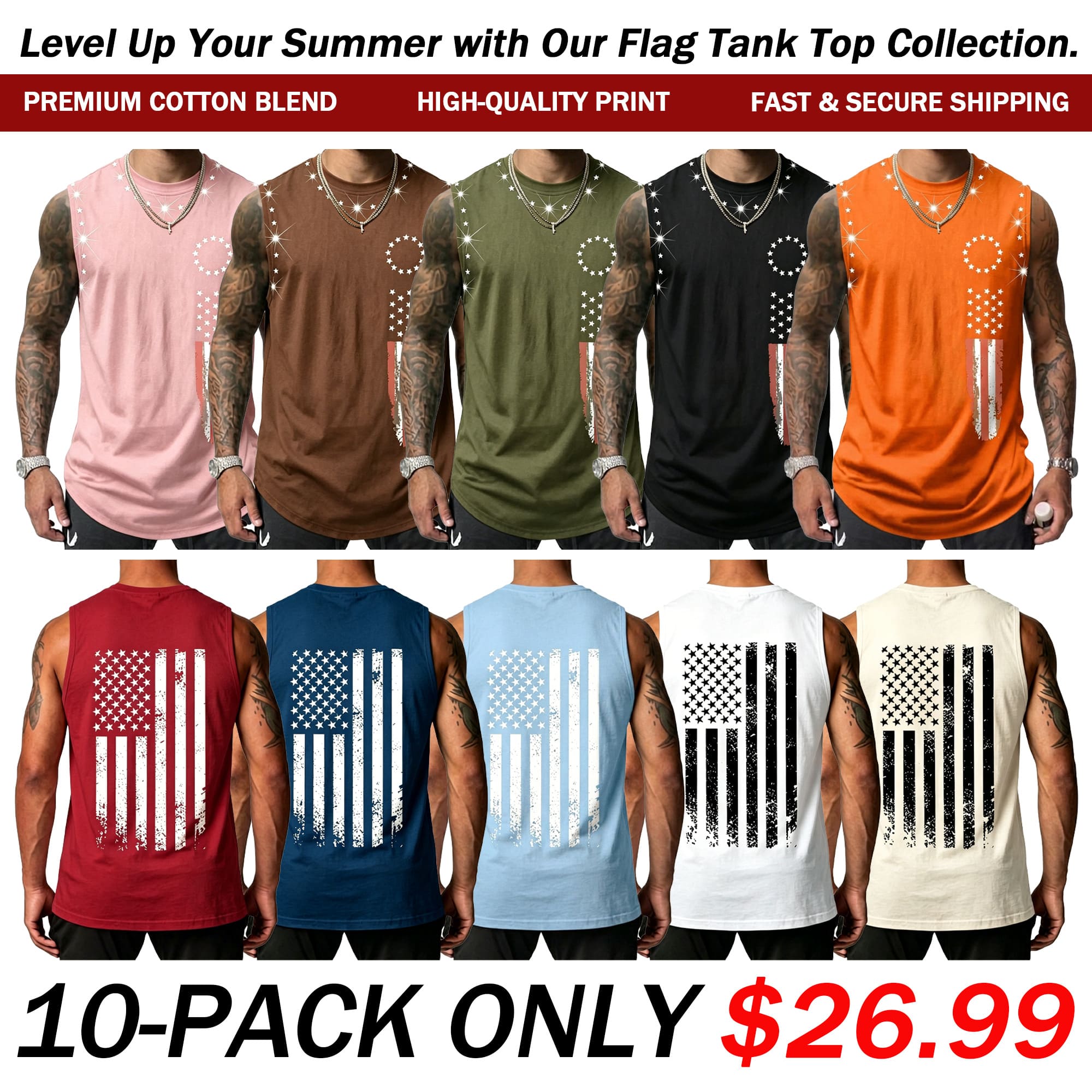 Men's American Flag Graphic Print Tank Top