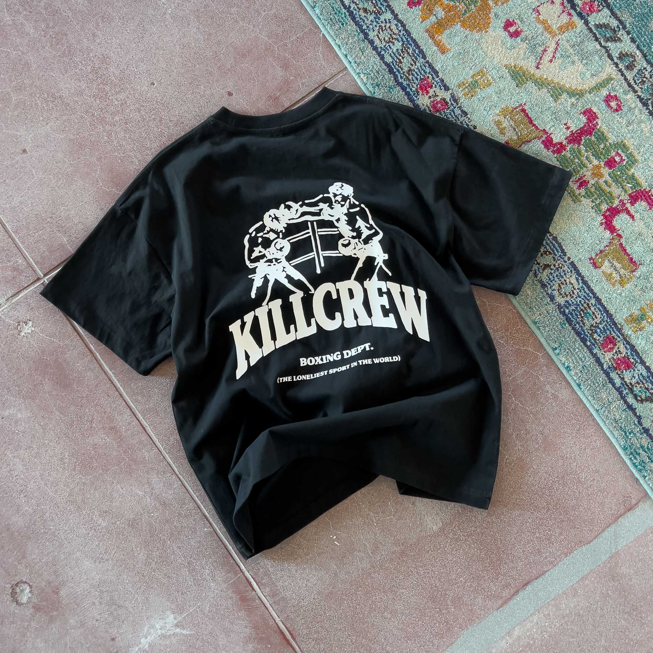 RELAXED FIT NATURAL COTTON BOXING DEPARTMENT T-SHIRT - BLACK / WHITE