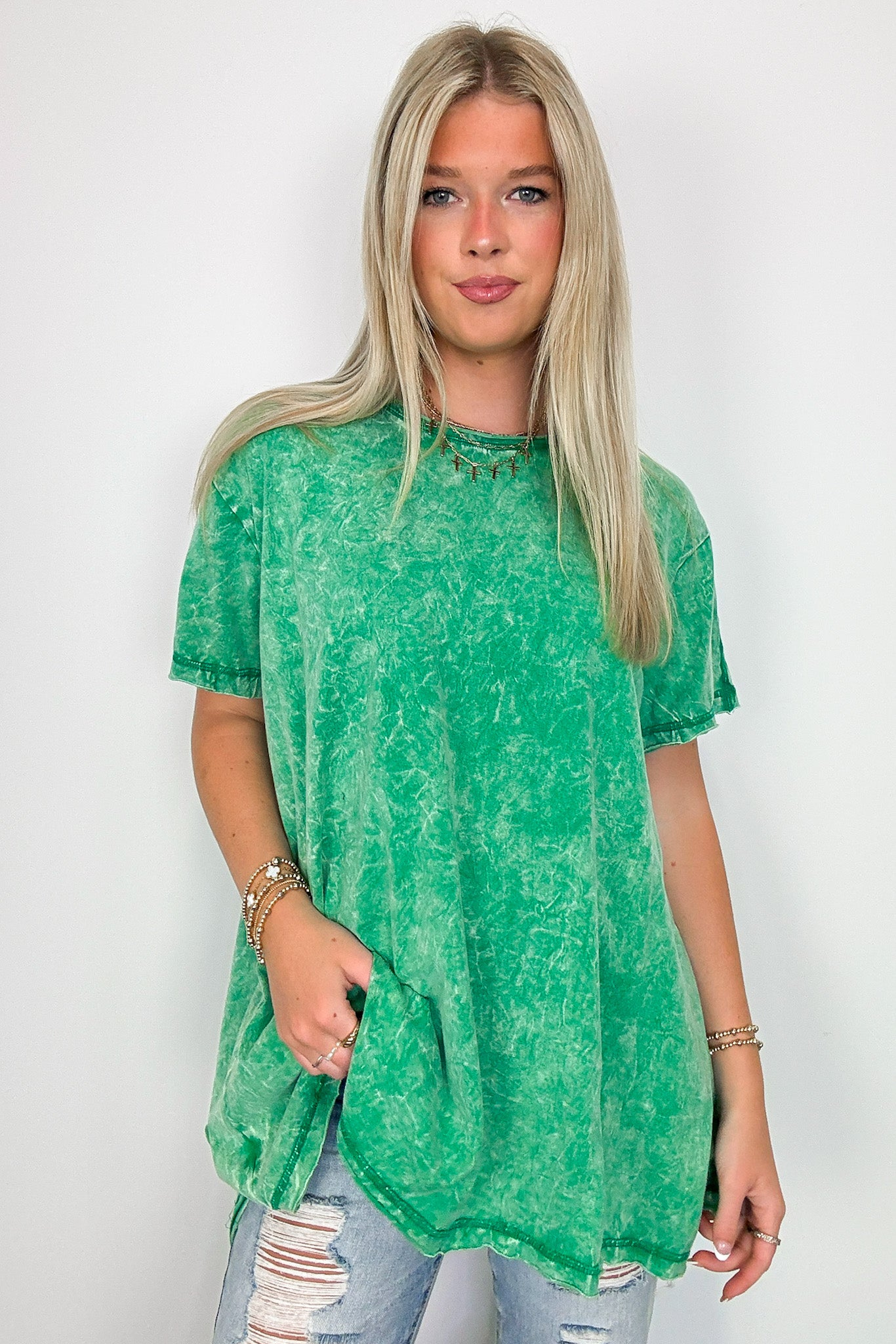 Mother's Day Sale💕Washed Drop Shoulder Relaxed Top