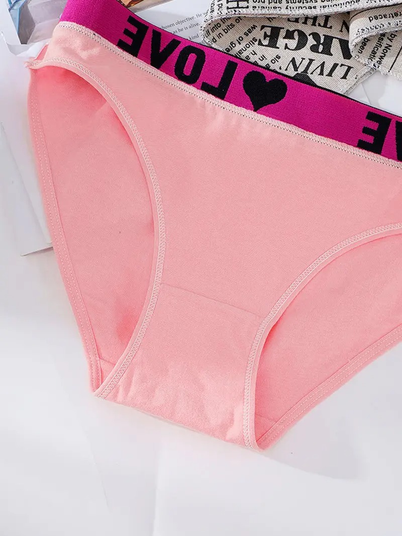 24 Pack High Rise Comfortable Casual Panties Set - Women's Plain Letter Tape Panties for Everyday Wear