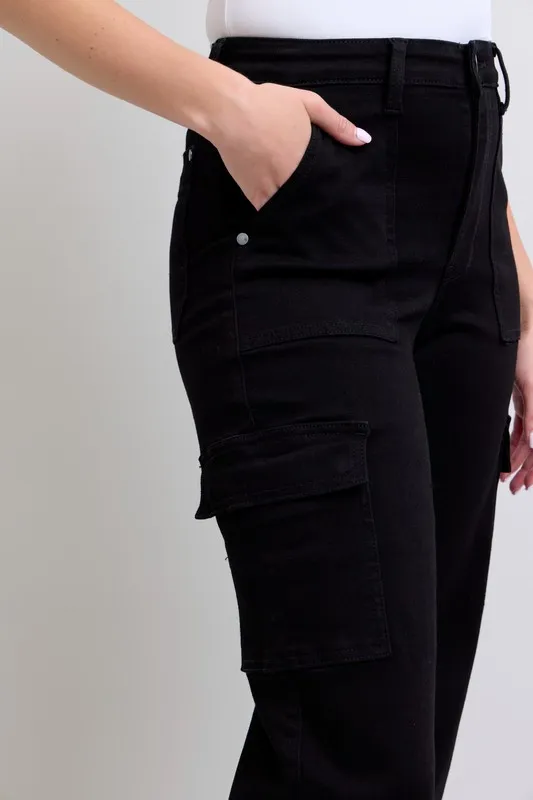 Blue Full Size High Waist Cargo Wide Leg Jeans Plus Size