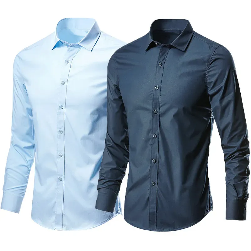 Men'S White Shirt Long Sleeves Free Ironing Business Formal Slim Fit Korean Style Professional Work Men'S White Casual Suit Shirt