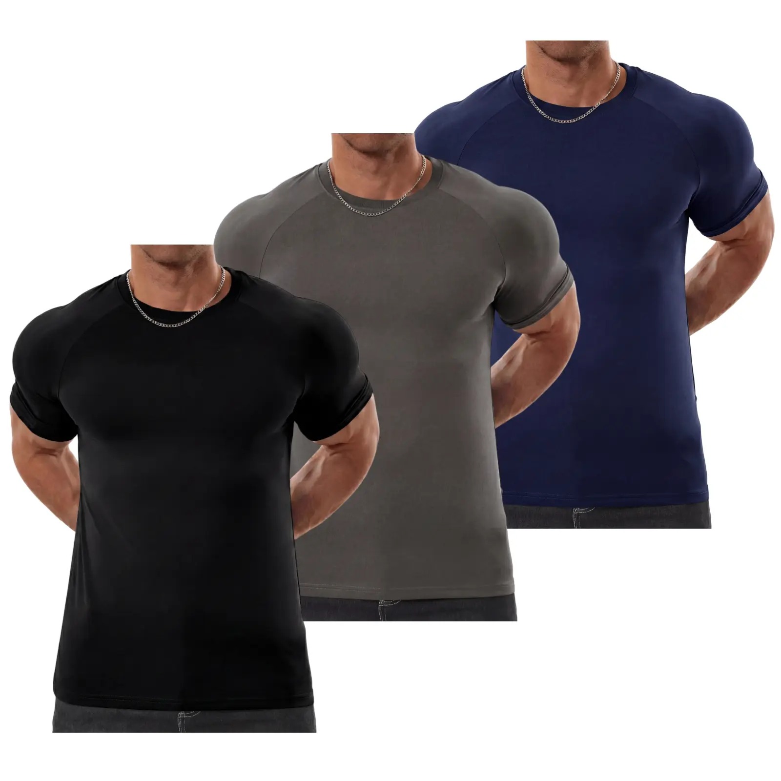 🔥LAST DAY SALE 90% OFF💕Men's Raglan Sleeve Crew Neck Tee – Athletic Tapered Fit Wrinkle-Resistant Gym T-Shirt