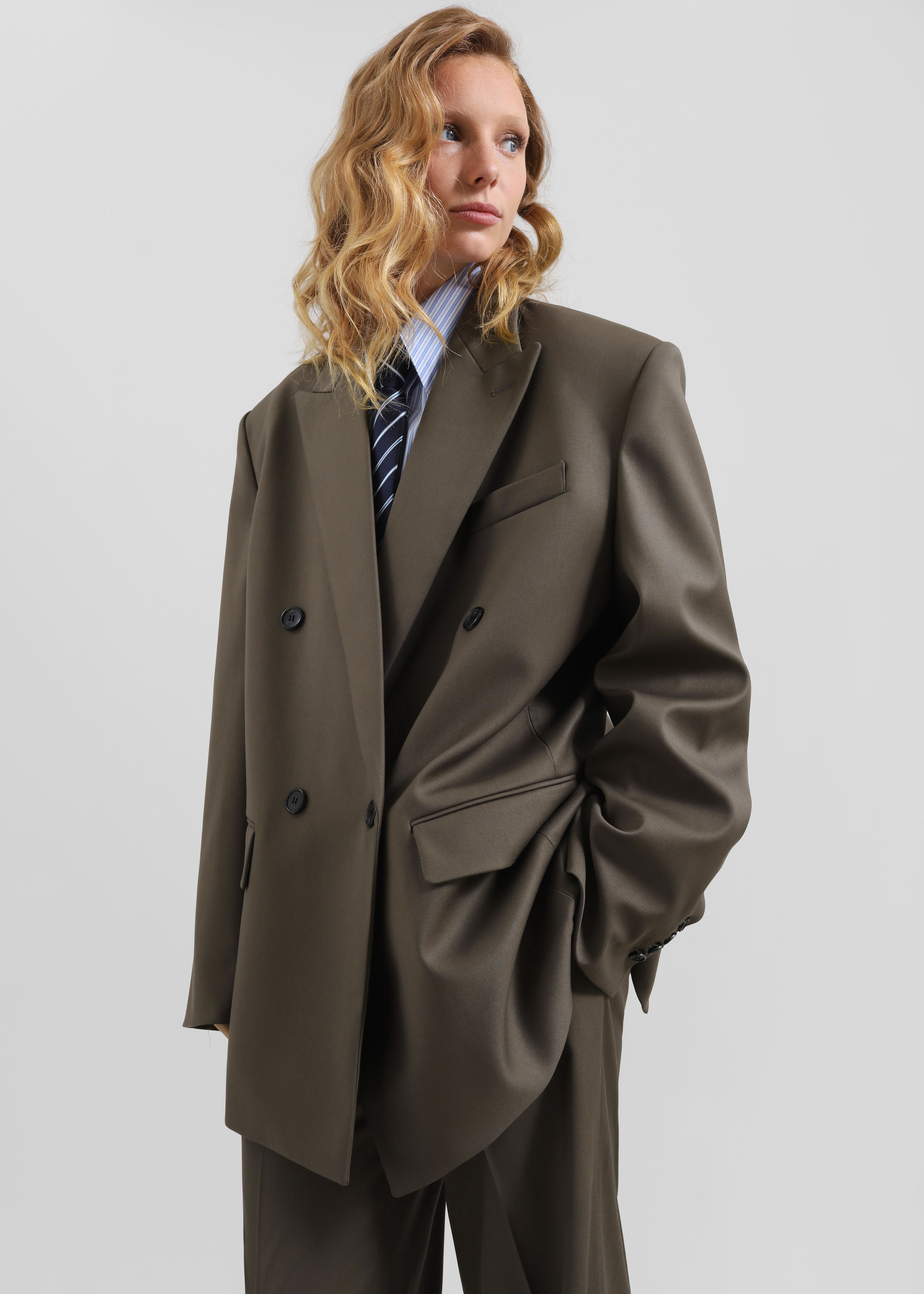 Pallen Double Breasted Blazer - Brown